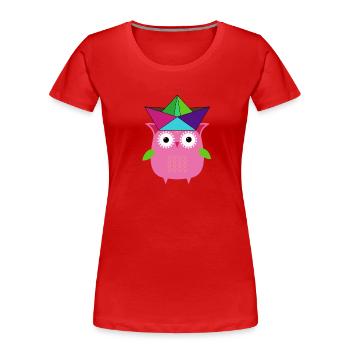 eule ,boot,papierhut,bunt,illustration,pink - Frauen Premium Bio T-Shirt - Rot - Vorne - Mia (176cm)