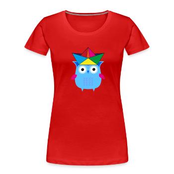 eule ,boot,papierhut,bunt,illustration - Frauen Premium Bio T-Shirt - Rot - Vorne - Mia (176cm)
