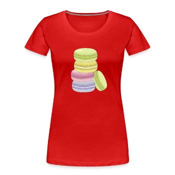 Zuckersüße, bunte Macarons - Frauen Premium Bio T-Shirt - Rot - Vorne - Mia (176cm)