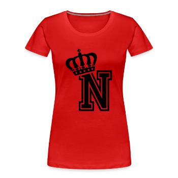 Buchstabe N - Frauen Premium Bio T-Shirt - Rot - Vorne - Mia (176cm)