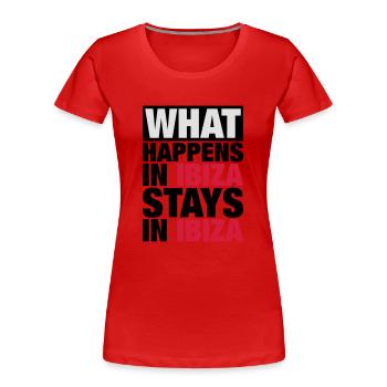 Ce qui se passe à Ibiza Séjours à Ibiza - T-shirt bio Premium Femme - rouge - Devant - Mia (176cm)
