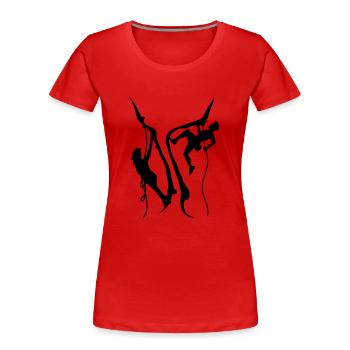 some woman girl climbing Mountain Mountaineer moun - Women's Premium Organic T-Shirt - red - Front - Mia (176cm)