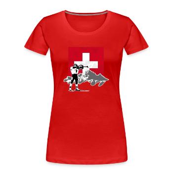 Biathlon - Swiss Flag - Frauen Premium Bio T-Shirt - Rot - Vorne - Mia (176cm)