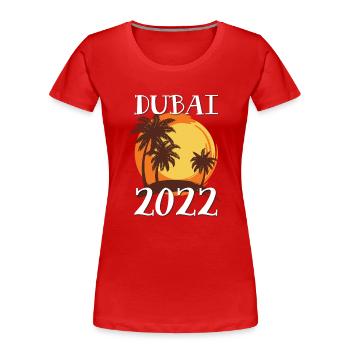Dubai 2022 Palmen - Frauen Premium Bio T-Shirt - Rot - Vorne - Mia (176cm)