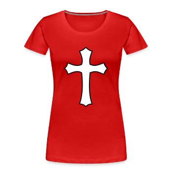 Croix chrétienne - T-shirt bio Premium Femme - rouge - Devant - Mia (176cm)