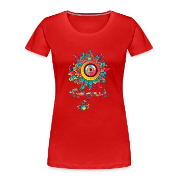 Fleur trippante avec un œil - T-shirt bio Premium Femme - rouge - Devant - Mia (176cm)