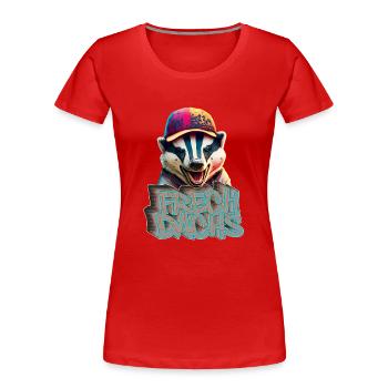 Frechdachs- Frecher Dachs Graffiti Style - Frauen Premium Bio T-Shirt - Rot - Vorne - Mia (176cm)