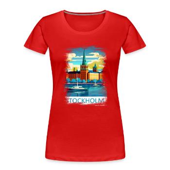 Stockholm, Schweden, Schweden, Skandinavien, Skandinavien - Frauen Premium Bio T-Shirt - Rot - Vorne - Mia (176cm)