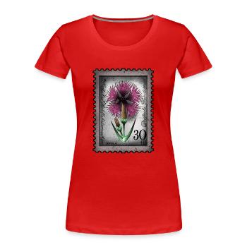 Briefmarke Lichtnelke - Frauen Premium Bio T-Shirt - Rot - Vorne - Mia (176cm)