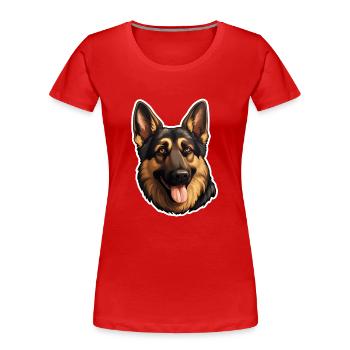 German Shepherd Head - Women's Premium Organic T-Shirt - red - Front - Mia (176cm)