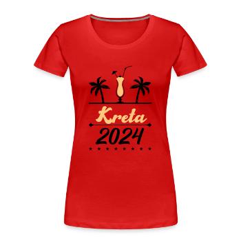 kreta 2024 - Frauen Premium Bio T-Shirt - Rot - Vorne - Mia (176cm)