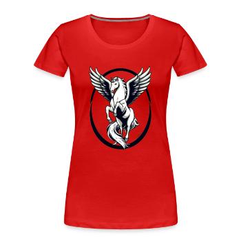 Cooles weißes Pegasus - Frauen Premium Bio T-Shirt - Rot - Vorne - Mia (176cm)