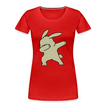 Dabbing Rabbit - Frauen Premium Bio T-Shirt - Rot - Vorne - Mia (176cm)