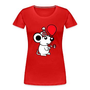 Mouse Birthday Party Birthday Party Party Hat - Women's Premium Organic T-Shirt - red - Front - Mia (176cm)