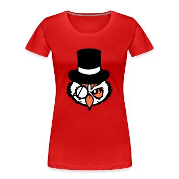 Sir Owl Top Hat Monocle Glasses Rich Mr. - Women's Premium Organic T-Shirt - red - Front - Mia (176cm)