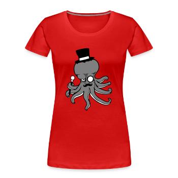 Kraken Mr. Sir Top Hat Monocle Glasses Empire - Women's Premium Organic T-Shirt - red - Front - Mia (176cm)