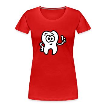 Tooth - thumbs up - Women's Premium Organic T-Shirt - red - Front - Mia (176cm)