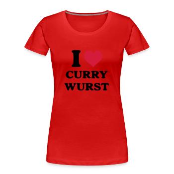 Currywurst i love - Frauen Premium Bio T-Shirt - Rot - Vorne - Mia (176cm)