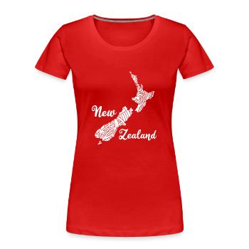 Nouvelle-Zélande Contour Kiwi Aotearoa backpacker 005-001 - T-shirt bio Premium Femme - rouge - Devant - Mia (176cm)