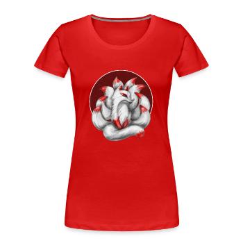 Renard à neuf queues - T-shirt bio Premium Femme - rouge - Devant - Mia (176cm)