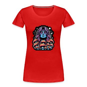 Psychedelic Mushroom Oracle - Frauen Premium Bio T-Shirt - Rot - Vorne - Mia (176cm)