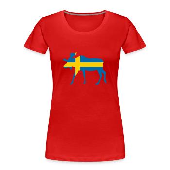 Elch Schweden Fahne Urlaub Fernweh - Frauen Premium Bio T-Shirt - Rot - Vorne - Mia (176cm)
