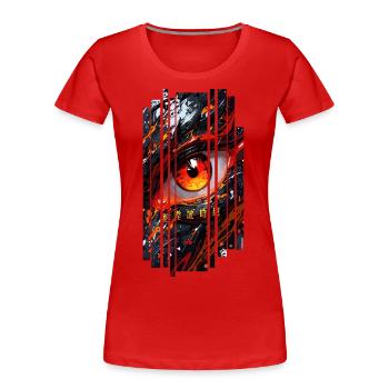 Cyborg Eyes Drachenmädchen - Frauen Premium Bio T-Shirt - Rot - Vorne - Mia (176cm)