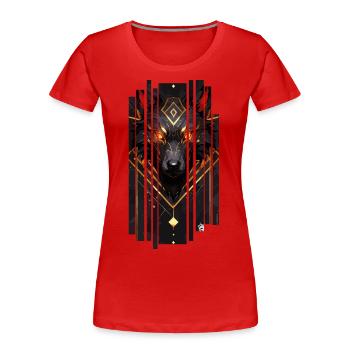 Goldener Wolf Cyborg - Frauen Premium Bio T-Shirt - Rot - Vorne - Mia (176cm)