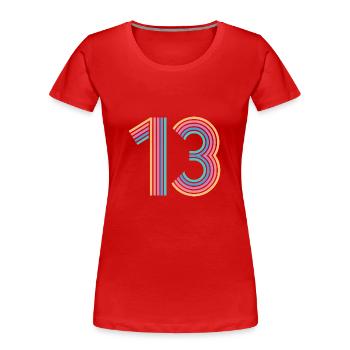 Cool Number 13 - 13 Years Old 13th Birthday Gift - Women's Premium Organic T-Shirt - red - Front - Mia (176cm)