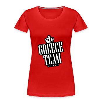 Greece Team - Frauen Premium Bio T-Shirt - Rot - Vorne - Mia (176cm)