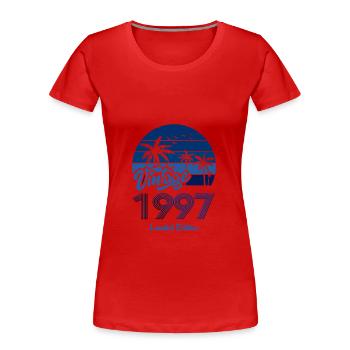 Vintage Année 1997 Edition Limitée Bleu - T-shirt bio Premium Femme - rouge - Devant - Mia (176cm)