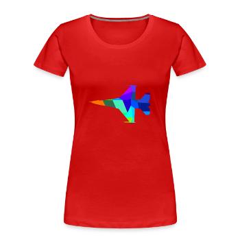 Kampfjet Regenbogen Flugzeuge Fahrzeug - Frauen Premium Bio T-Shirt - Rot - Vorne - Mia (176cm)