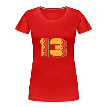 Burger Number 13 - 13 Years Old 13th Birthday Gift - Women's Premium Organic T-Shirt - red - Front - Mia (176cm)
