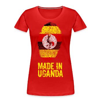 Fabriqué en Ouganda - T-shirt bio Premium Femme - rouge - Devant - Mia (176cm)
