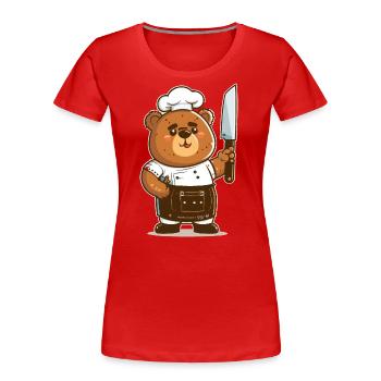 Ours gourmand - T-shirt bio Premium Femme - rouge - Devant - Mia (176cm)