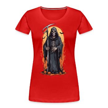 Mitternachts Grim Reaper Schatten zu Halloween - Frauen Premium Bio T-Shirt - Rot - Vorne - Mia (176cm)