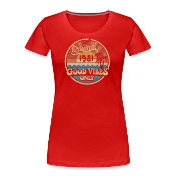 Original 1981 Millésime 1981 Anniversaire Rétro 1981 - T-shirt bio Premium Femme - rouge - Devant - Mia (176cm)