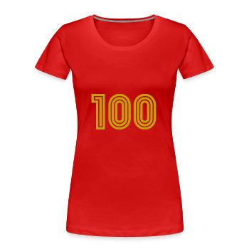 100. 100 JAHRE. 100-JÄHRIGES JUBILÄUM. 100. GEBURTSTAG - Frauen Premium Bio T-Shirt - Rot - Vorne - Mia (176cm)