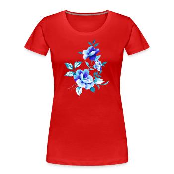 Schöne blaue Blumen Blume blau Sommer sommerlich - Frauen Premium Bio T-Shirt - Rot - Vorne - Mia (176cm)