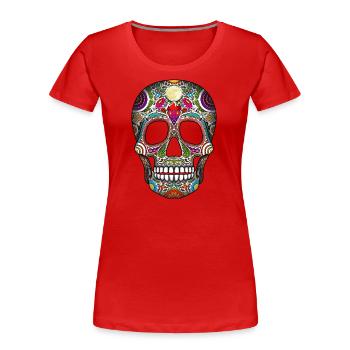 Sugar Skull Day of the Dead - Women's Premium Organic T-Shirt - red - Front - Mia (176cm)