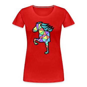 Cool Polygon Horses Icelandic Horses Horse Love - Women's Premium Organic T-Shirt - red - Front - Mia (176cm)