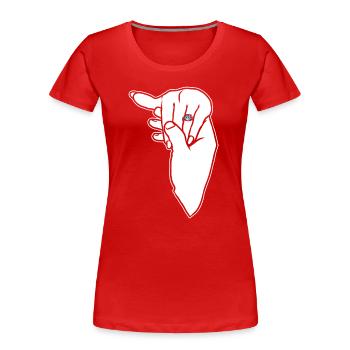 Verlobungs-Ehering-Hand - Frauen Premium Bio T-Shirt - Rot - Vorne - Mia (176cm)