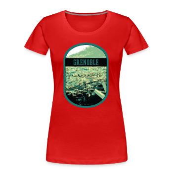 Panorama Grenoble: Einzelsicht-Seilbahn - Frauen Premium Bio T-Shirt - Rot - Vorne - Mia (176cm)