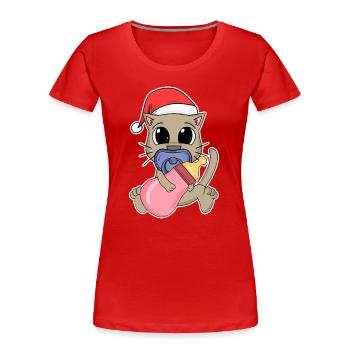 Cat Baby Christmas - Women's Premium Organic T-Shirt - red - Front - Mia (176cm)