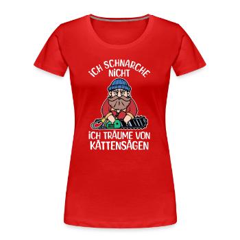 Bûcheron déclaration tronçonneuse boiseries bois - T-shirt bio Premium Femme - rouge - Devant - Mia (176cm)