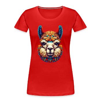 Alpaca - Women's Premium Organic T-Shirt - red - Front - Mia (176cm)