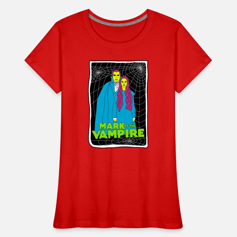 Vampire Duo with Spiderweb Background Women's Premium Organic T-Shirt