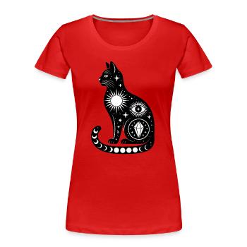 Cosmic Cat - Cool Astonomy Logo - Frauen Premium Bio T-Shirt - Rot - Vorne - Mia (176cm)