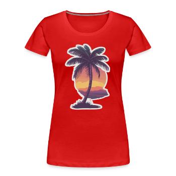 Palm tree - Women's Premium Organic T-Shirt - red - Front - Mia (176cm)