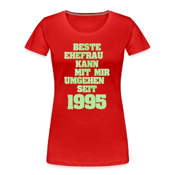 Mariage 1995 - T-shirt bio Premium Femme - rouge - Devant - Mia (176cm)